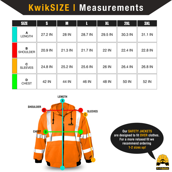 KwikSafety PATROL Safety Hoodie (NO FUZZ Balls) Class 3 ANSI Tested OSHA Compliant Hi Vis Reflective PPE - Model No.: KS5503