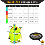 KwikSafety | Torrent Hi Vis Rain Jacket | Size Chart