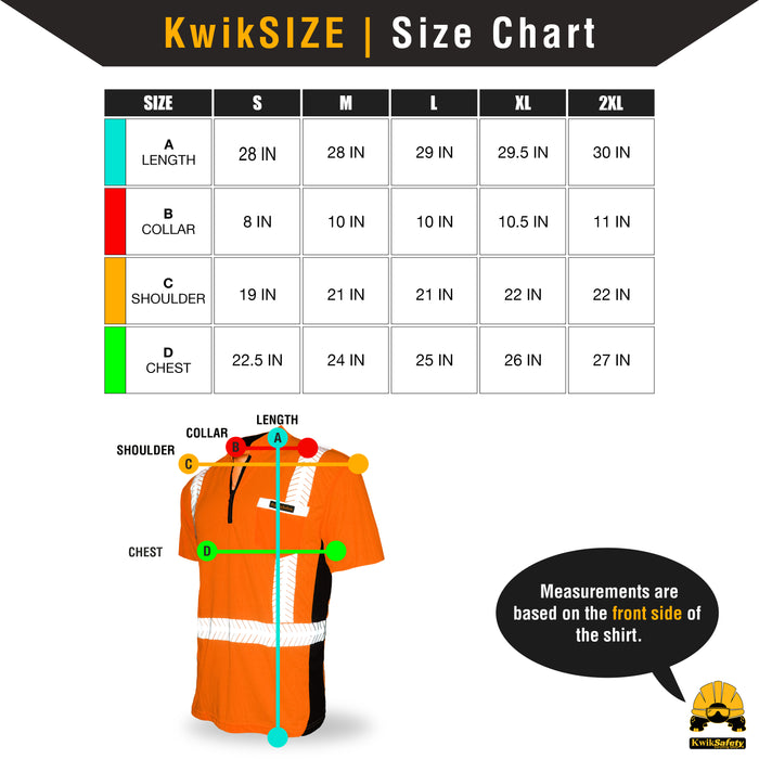 KwikSafety ENGINEER Safety Shirt (Y-NECK ZIPPER) Class 2 Short Sleeve ANSI Tested OSHA Compliant Hi Vis Reflective PPE - Model No.: KS4408