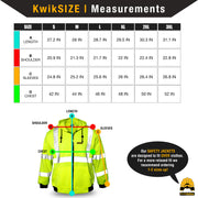 KwikSafety | Patrol Hi Vis Fleece Hoodie | Size Chart