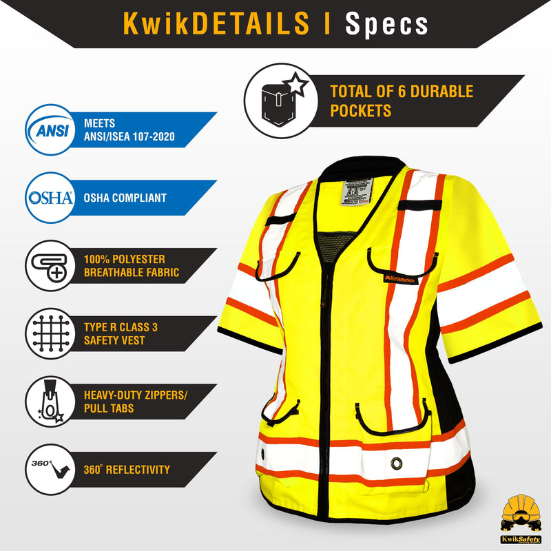 KwikSafety | Godmother Class 3 Safety Vest for Women | Product Specifications