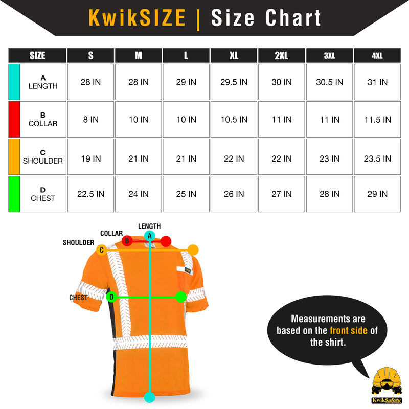KwikSafety | Renaissance Man Short Sleeve Safety Shirt | Size Chart