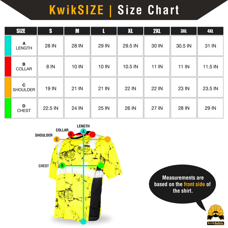KwikSafety | Uncle Willy's Wall Short Sleeve Safety Shirt | Size Chart