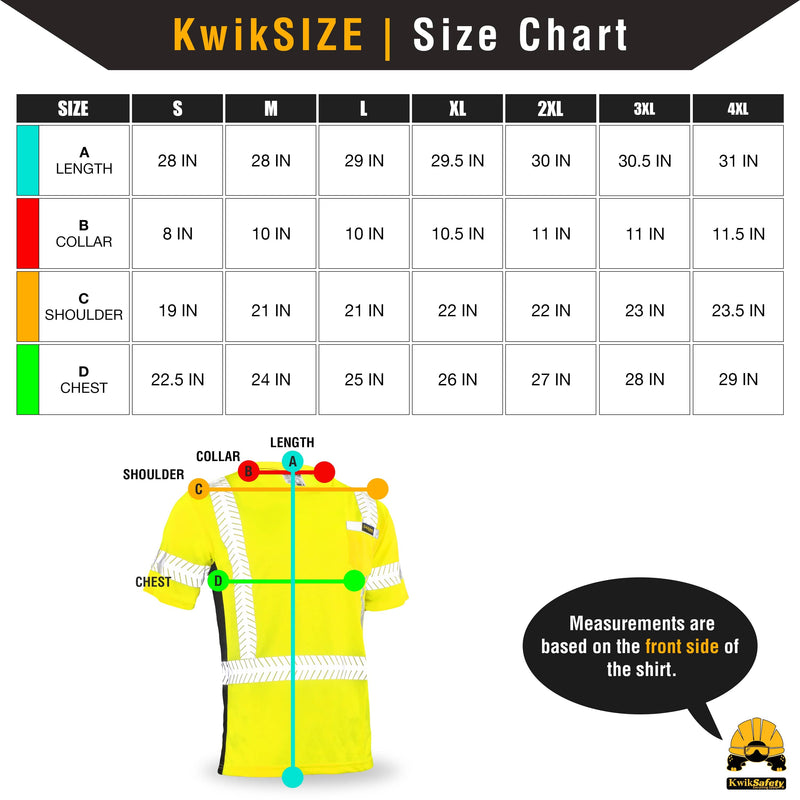 KwikSafety | Renaissance Man Short Sleeve Safety Shirt | Size Chart