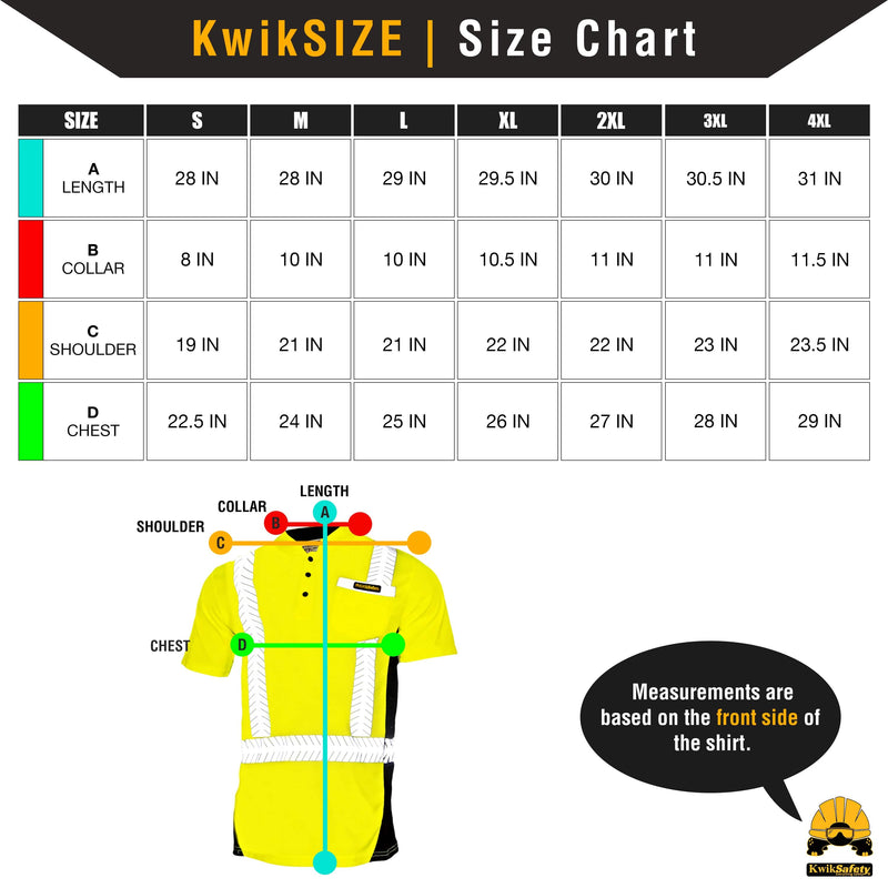KwikSafety | Estimator Short Sleeve Safety Shirt | Size Chart