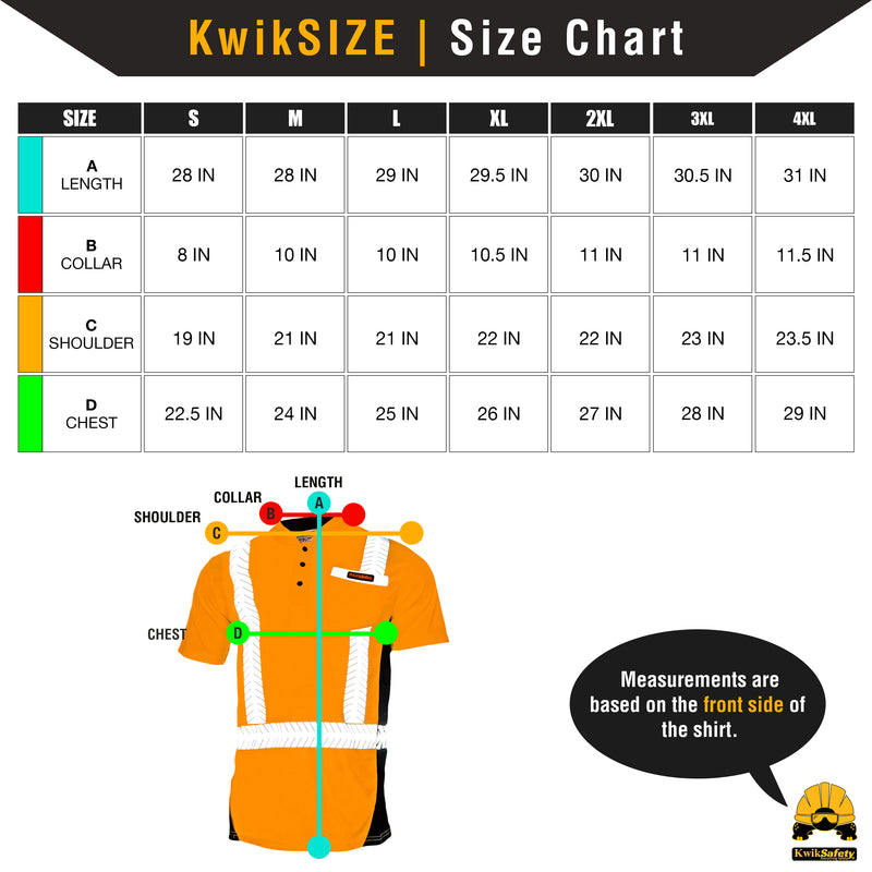 KwikSafety | Estimator Short Sleeve Safety Shirt | Size Chart