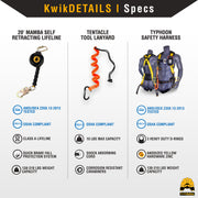 KwikSafety 20' MAMBA WEB Carbonate Housing Self Retracting Lifeline SRL - Model No.:KS7923 - KwikSafety