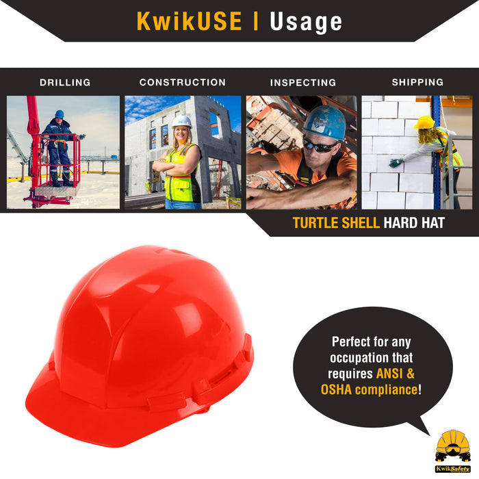 KwikSafety RED SHELL Hard Hat Type 1 Class C ANSI OSHA Compliant Standard Cap Style PPE - KwikSafety