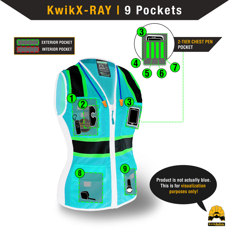 KwikSafety FIRST LADY Safety Vest for Women (SNUG-FIT) Class 2 ANSI Tested OSHA Compliant Hi Vis Reflective PPE Surveyor - Model No.: KS3319 - KwikSafety