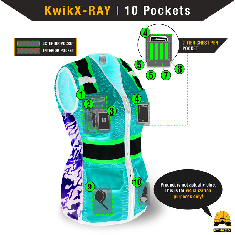 KwikSafety TIGER QUEEN Safety Vest for Women (SNUG-FIT) Limited Edition Iridescent Design | Class 2 ANSI Tested OSHA Compliant Hi Vis - Model No.: KS3319TQ - KwikSafety