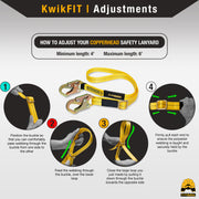 KwikSafety COPPERHEAD Single Leg 4' to 6' Adjustable Safety Lanyard No Shock Absorber - Model No.: KS7707 - KwikSafety
