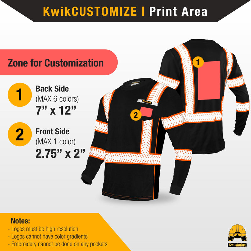 KwikSafety RENAISSANCE MAN Safety Shirt (FISHBONE TAPE) Long Sleeve Hi Vis Reflective PPE - Model No.: KS4402BLK - KwikSafety