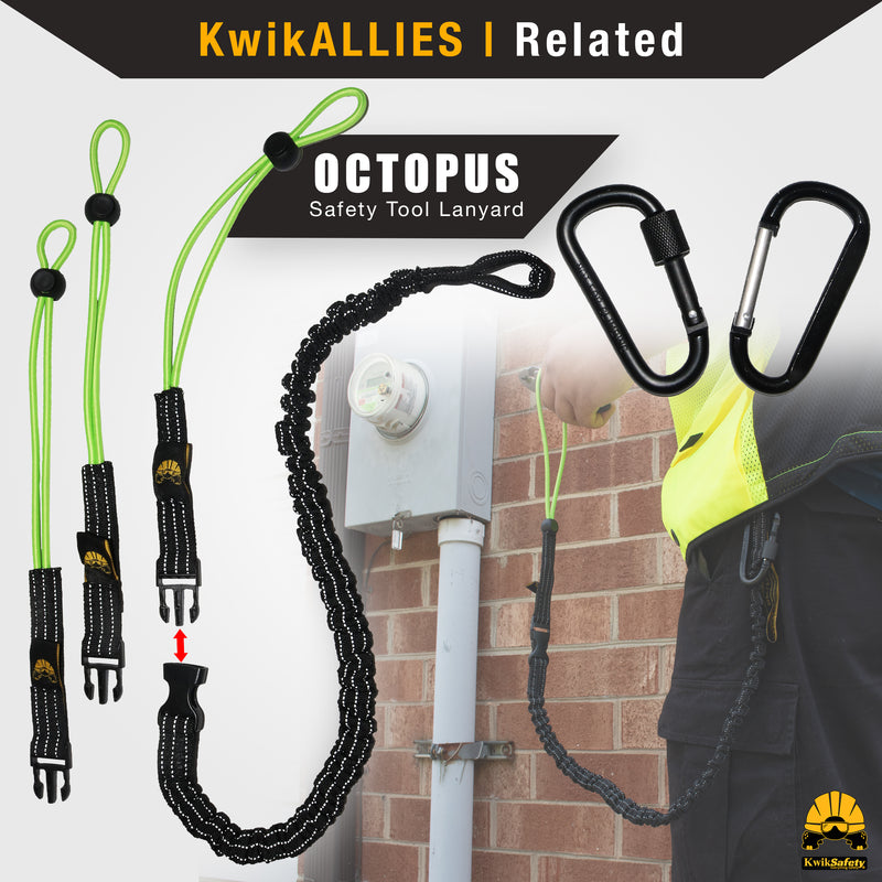 KwikSafety KRAKEN Heavy Duty ANSI Tested OSHA Compliant Bungee Tool Lanyard w/ Carabiner Clip - Model No.:KS7903 - KwikSafety