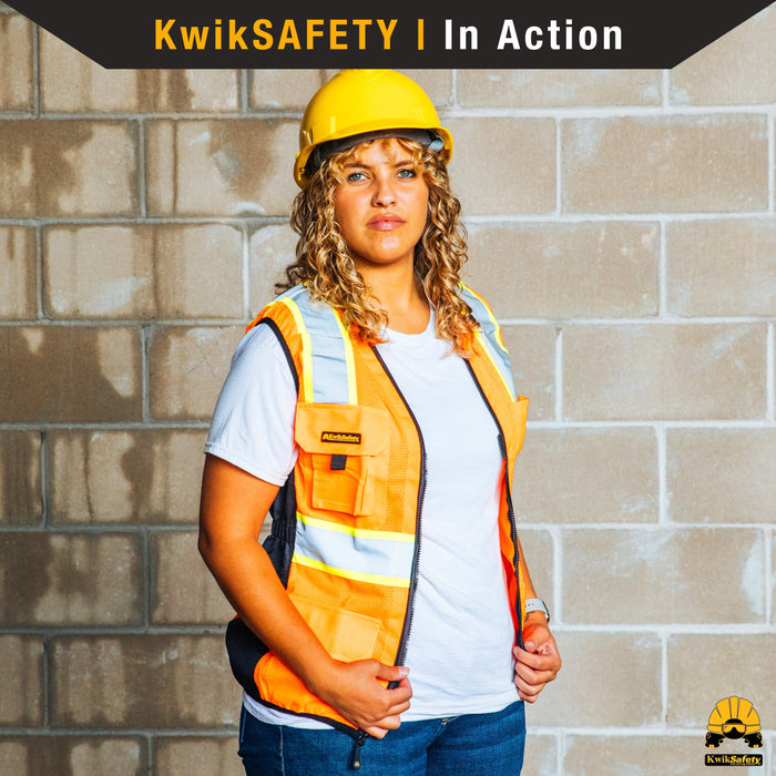 KwikSafety FIRST LADY Safety Vest for Women (SNUG-FIT) Class 2 ANSI Tested OSHA Compliant Hi Vis Reflective PPE Surveyor - Model No.: KS3319 - KwikSafety