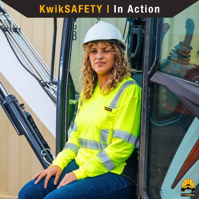 KwikSafety VIXEN Safety Shirt for Women (ANGEL HAIR TAPE) Class 3 Long Sleeve ANSI Tested OSHA Compliant Hi Vis Reflective PPE - Model No.: KS4410 - KwikSafety