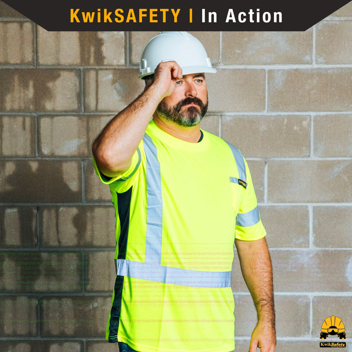 KwikSafety OPERATOR Safety Shirt (SOLID REFLECTIVE TAPE) Class 2 Short Sleeve ANSI Tested OSHA Compliant Hi Vis Reflective PPE - Model No.: KS4403 - KwikSafety