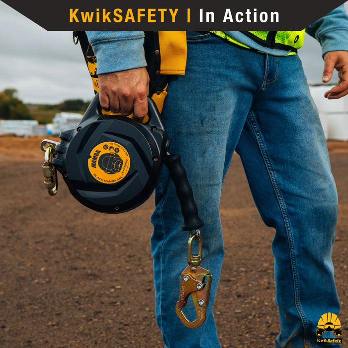 KwikSafety MAMBA CABLE Carbonate Housing Self Retracting Lifeline SRL - Model No.: KS7924, KS7925, KS7928 - KwikSafety