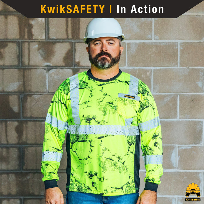 KwikSafety UNCLE WILLY'S WALL Safety Shirt (LIMITED EDITION DESIGN) Class 3 Long Sleeve ANSI Tested OSHA Hi Vis Reflective PPE - Model No.: KS4406 - KwikSafety