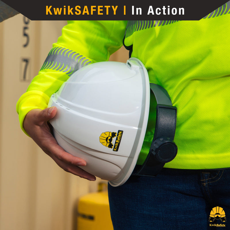 KwikSafety WHITE TURTLE SHELL Hard Hat (10 COOLING VENTS) Type 1 Class C ANSI Tested OSHA Compliant Standard Cap Style PPE - Model No.: KS1601 - KwikSafety