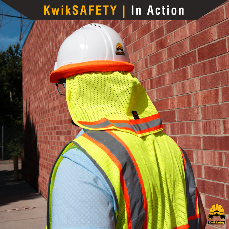 KwikSafety VADER Hard Hat Sun Shade (COOLING MESH) ANSI OSHA High Visibility Reflective STANDARD CAP BRIM Foldable Neck Protection - Model No.: KS1501 - KwikSafety