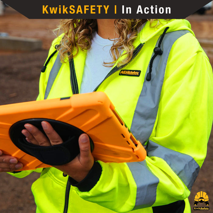 KwikSafety Women's Class 3 Hi-Vis Fleece Hoodie - ANSI OSHA Reflective Safety Jacket In Yellow Small