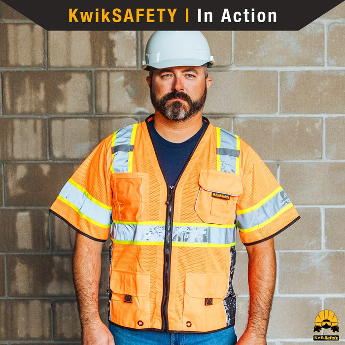 KwikSafety EXECUTIVE HIGHWAYBOSS Limited Edition Safety Vest (8 POCKETS) Premium Class 3 ANSI OSHA - Model No.: KS3303HB - KwikSafety