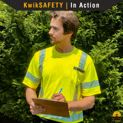 KwikSafety MECHANIC Safety Shirt (BLACK TRIM) Class 2 Short Sleeve ANSI Tested OSHA Compliant Hi Vis Reflective PPE - Model No.: KS4409 - KwikSafety
