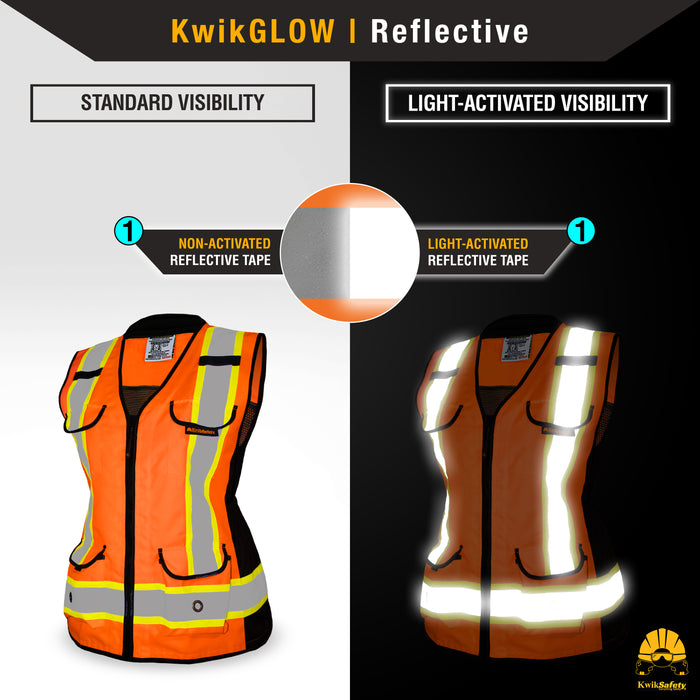 KwikSafety GODMOTHER Safety Vest for Women (RELAXED FIT) Class 2 ANSI Tested OSHA Compliant Reflective Work Gear PPE - Model No.: KS3336