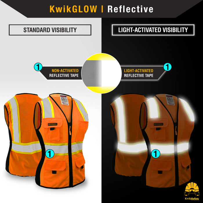 KwikSafety FIRST LADY Safety Vest for Women (SNUG-FIT) Class 2 ANSI Tested OSHA Compliant Hi Vis Reflective PPE Surveyor - Model No.: KS3319 - KwikSafety