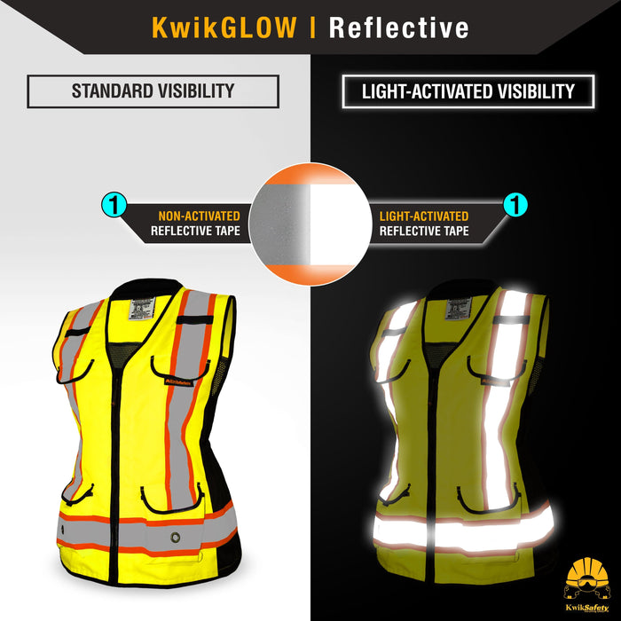 KwikSafety GODMOTHER Safety Vest for Women Class 2 ANSI Tested OSHA Compliant Reflective Work Gear PPE - Model No.: KS3336 - KwikSafety