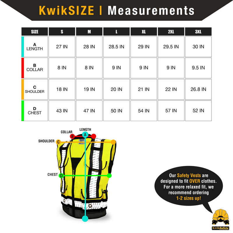 KwikSafety | Godfather Specialist Safety Vest | Size Chart