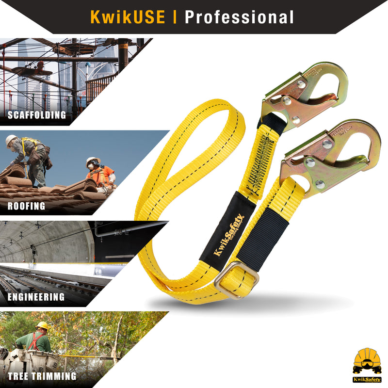 KwikSafety COPPERHEAD Single Leg 4' to 6' Adjustable Safety Lanyard No Shock Absorber - Model No.: KS7707 - KwikSafety