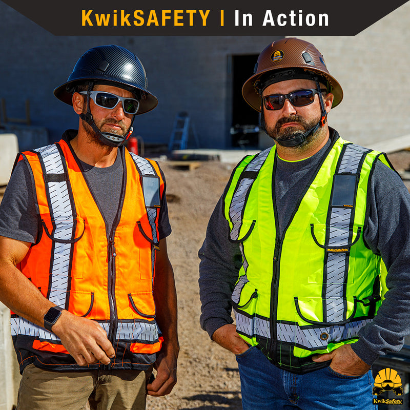 KwikSafety GODFATHER SPECIALIST Safety Vest [CUSHION COLLAR + 10 DELUXE POCKETS] Class 2 ANSI OSHA High Visibility Reflective Mesh - Model No.: KS3310SP - KwikSafety