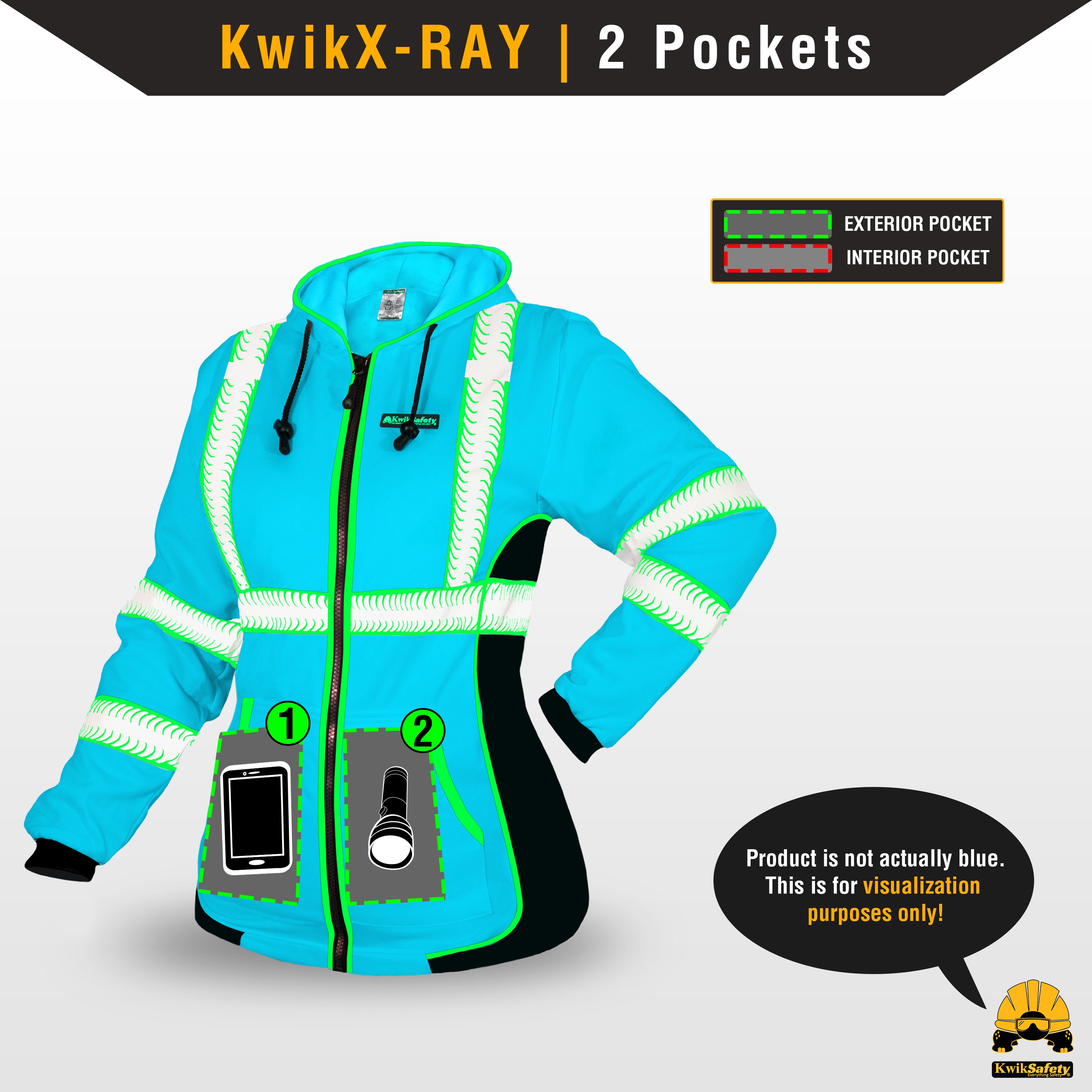 KwikSafety ROGUE Safety Hoodie for Women (NO FUZZ BALLS) Fleece Hi Viz