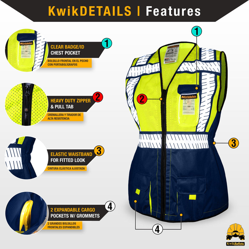 KwikSafety | Sheriff Class 2 Safety Vest for Women | Product Features