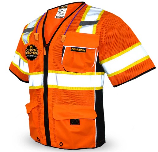 KwikSafety EXECUTIVE Safety Vest (10 Pockets) Class 3 ANSI Tested OSHA Compliant Hi Vis Reflective PPE Surveyor - Model No.: KS3303