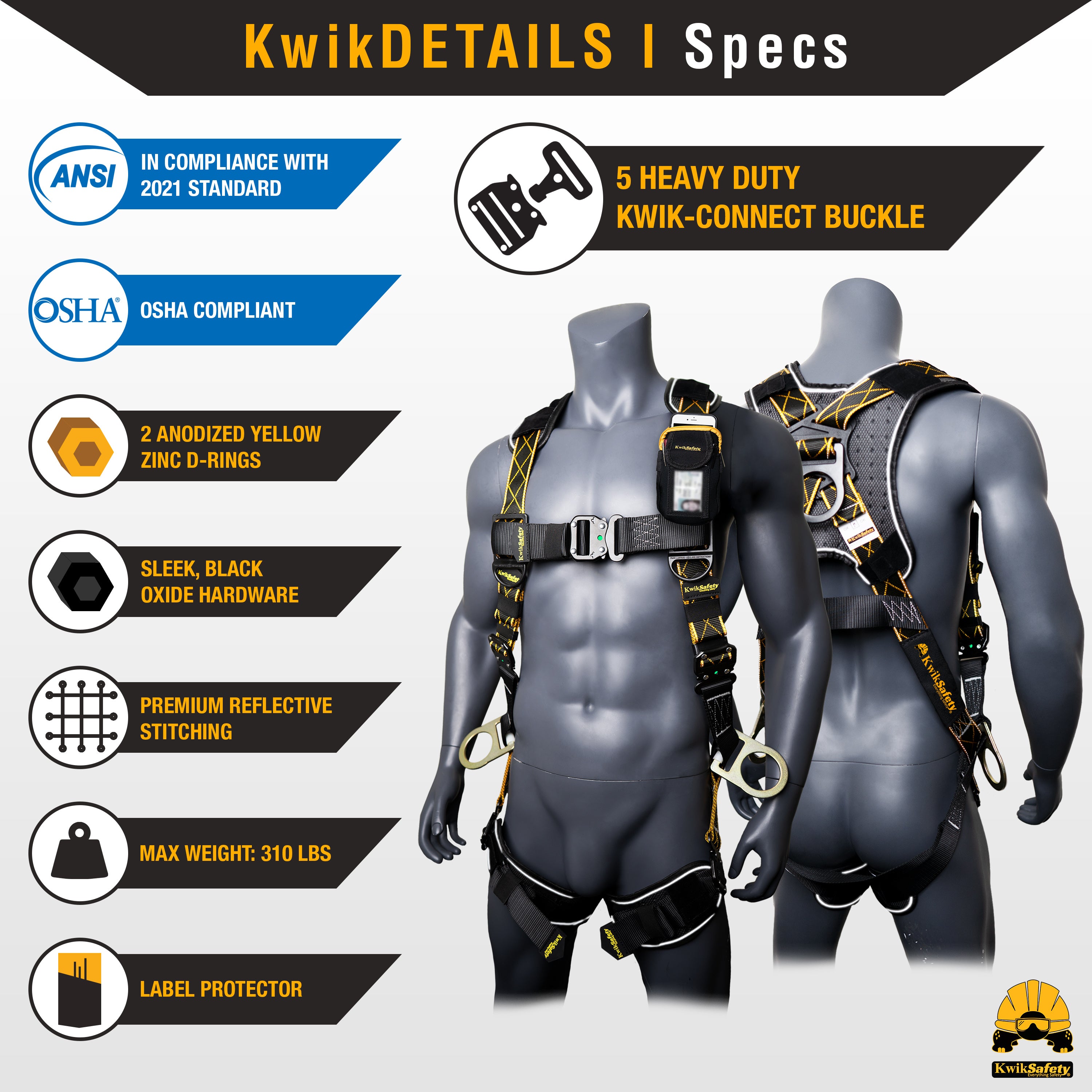 KwikSafety THUNDER DiamondBACK Safety Harness (5 Kwik-Connect Buckles)