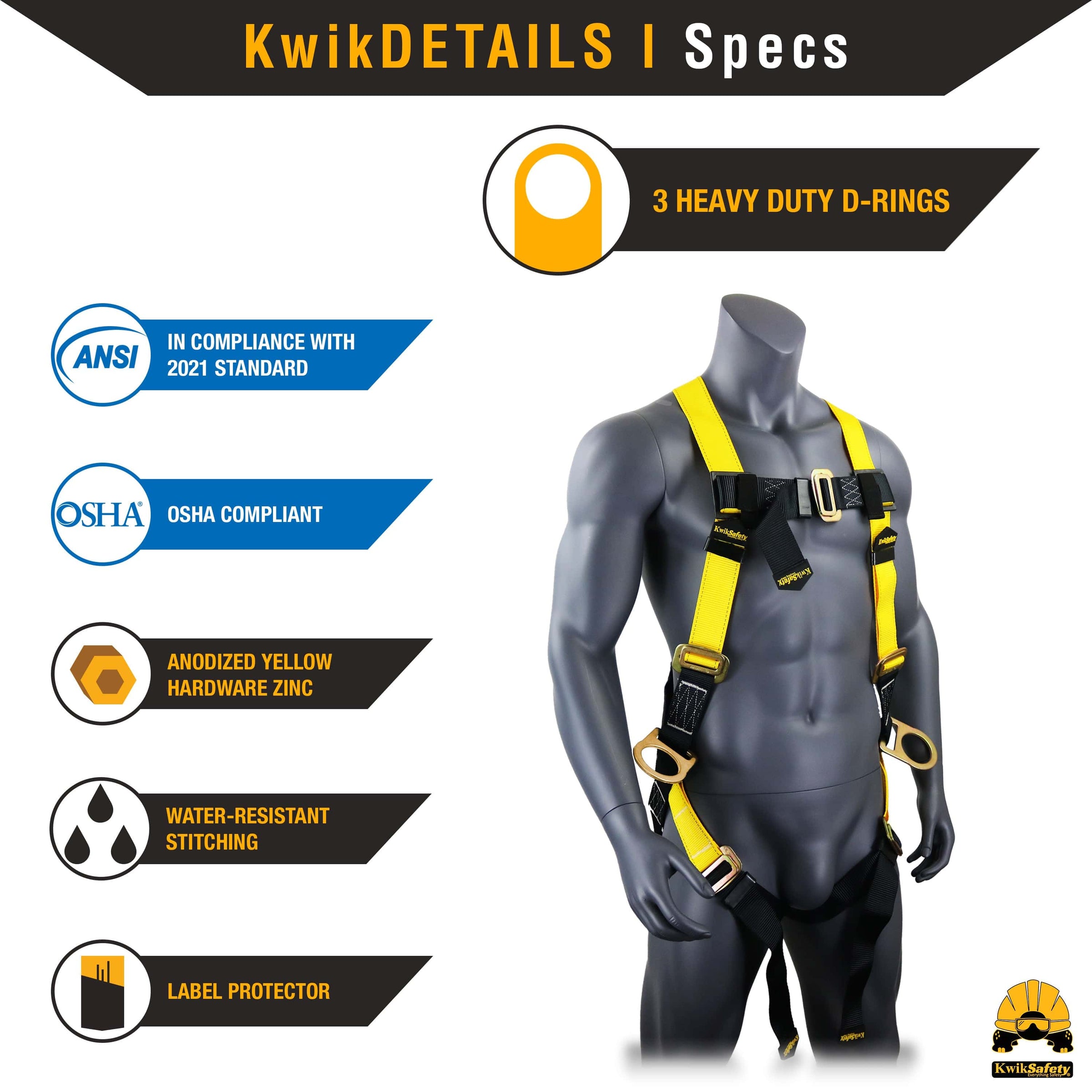 KwikSafety THUNDER Safety Harness OSHA ANSI Fall Protection PPE Constr