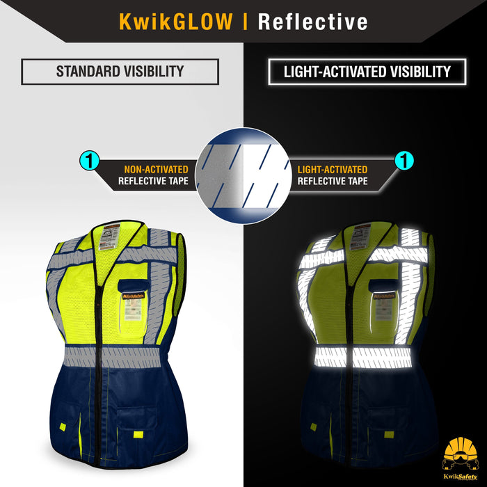 KwikSafety SHERIFF Class 2 Safety Vest for Women ANSI OSHA Compliant Hi Vis PPE Work Gear - Model No.: KS3338 - KwikSafety