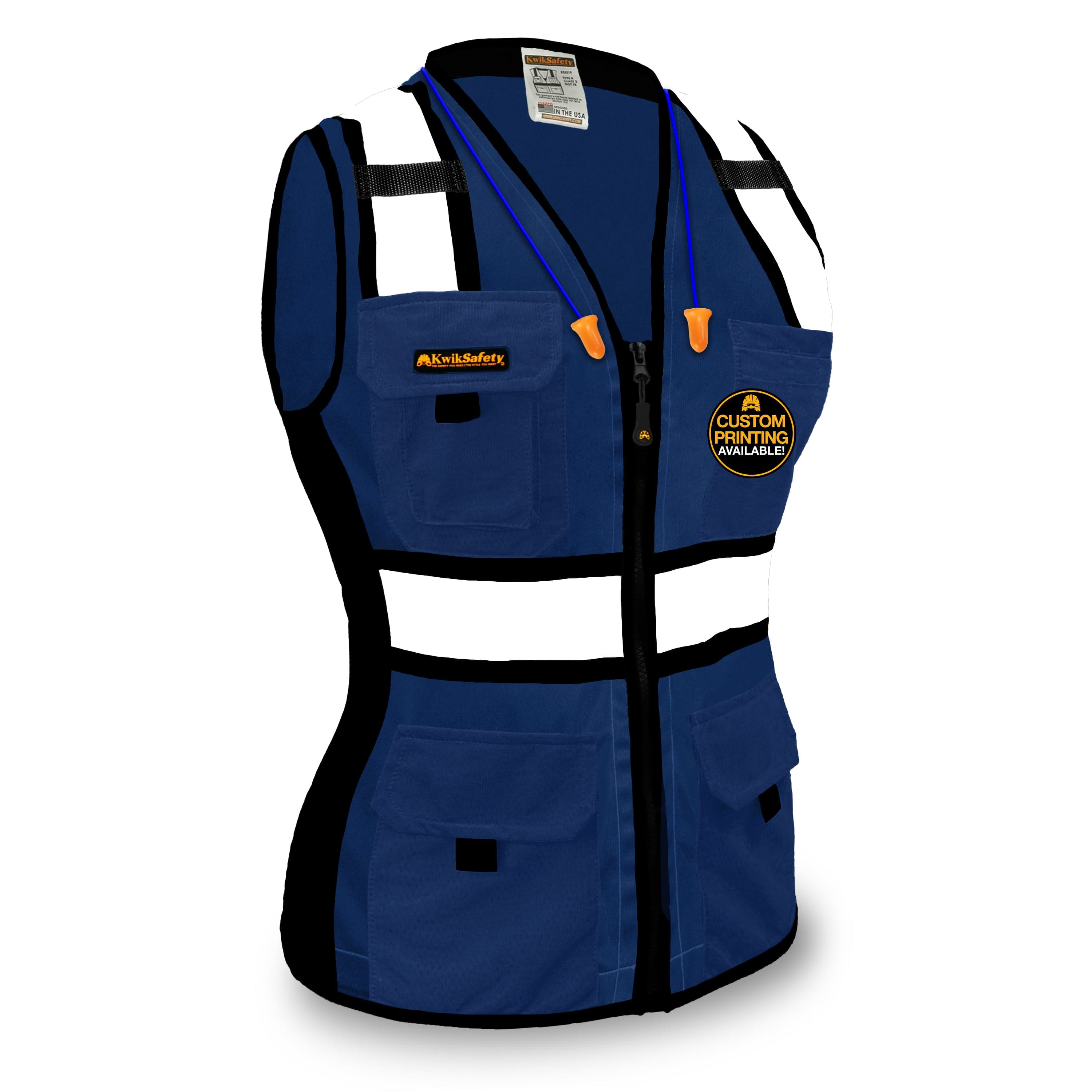 KwikSafety BLUE LADY Safety Vest for Women (RELAXED FIT) Reflective AN