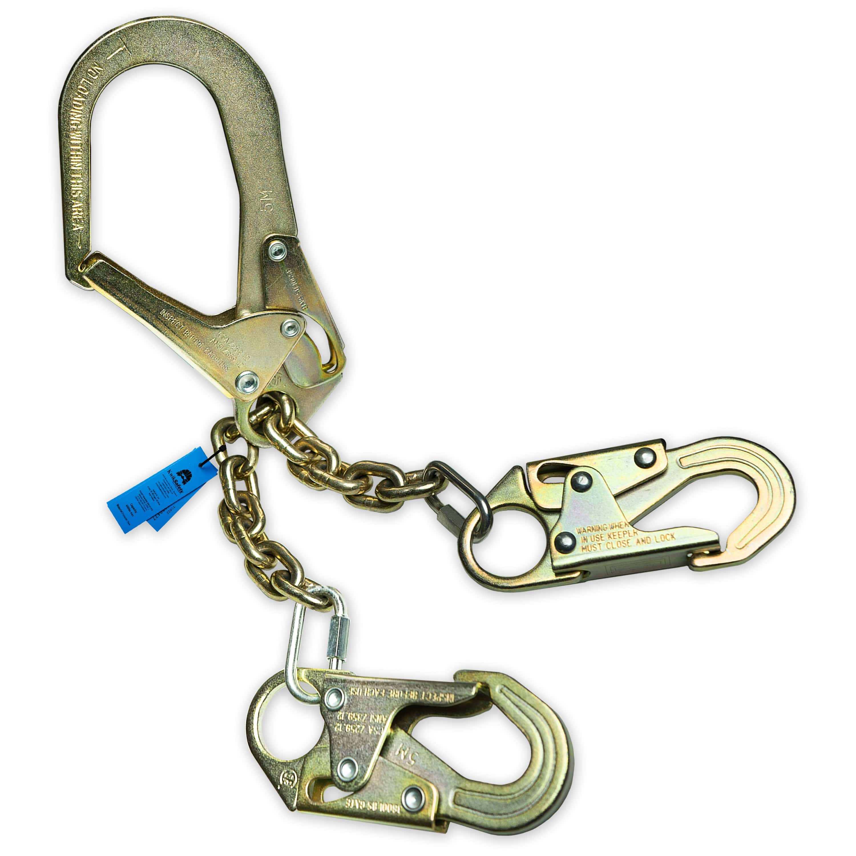 KwikSafety Rebar Romeo Rebar Chain Assembly (Self-Locking Hooks) ANSI Osha Lightweight Steel Positioning Safety Lanyard - Model No.: KS7708