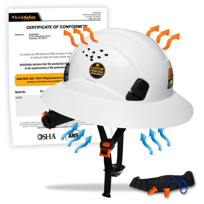 KwikSafety TORTOISE SHELL Hard Hat (18 COOLING VENTS + FREE Extra Headband & Earplugs) Type 1 Class C ANSI Tested OSHA Compliant - Model No.: KS1602 - KwikSafety