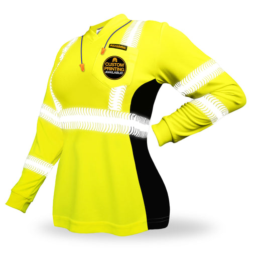 KwikSafety VIXEN Class 3 ANSI Safety Shirt for Women - Model No.: KS4410 - KwikSafety safety shirt shirts shirtz high visibility long sleeve short moisture weicking reflective pocket button zipper yellow orange collar women viz hi  class 3 2 dickies carhartt ansi osha type r jorestech construction surveyor green dri fit