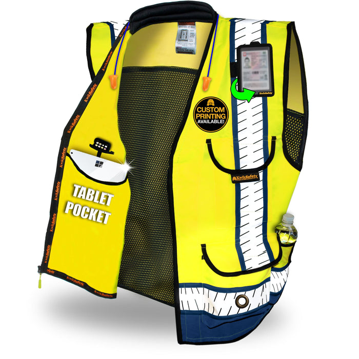 KwikSafety GODFATHER SHERIFF Safety Vest [CUSHION COLLAR 10 DELUXE  POCKETS] Class ANSI OSHA High Visibility Reflective Mesh Model No.:  KS3310SH KwikSafety