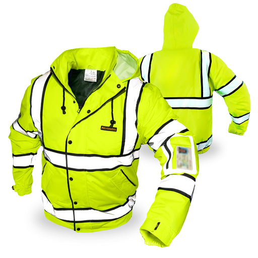 KwikSafety MARSHAL Safety Jacket (Multi-Use Rugged) Class 3 ANSI Tested OSHA Compliant Hi Vis Hoodie Reflective PPE - Model No.: KS5511 - KwikSafety