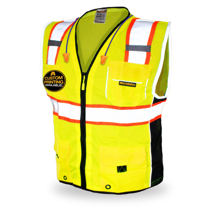 Premium 2X/3X-Large Orange Class 2 High Vis Safety Vest and 2XL Red Nitrile  Level 1 Cut Resistant Dipped Work Gloves