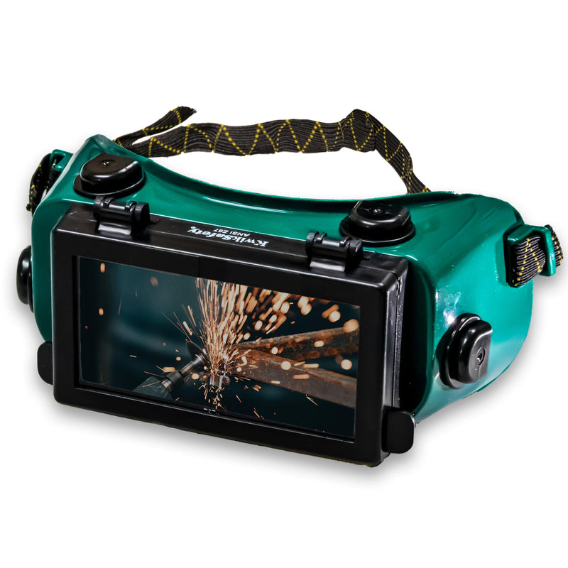 flip front welding goggles KwikSafety HAMMERHEAD Welding Goggles (ANTI-FOG, ANTI-SCRATCH) Flip-Up Shade #5 ANSI Tested OSHA