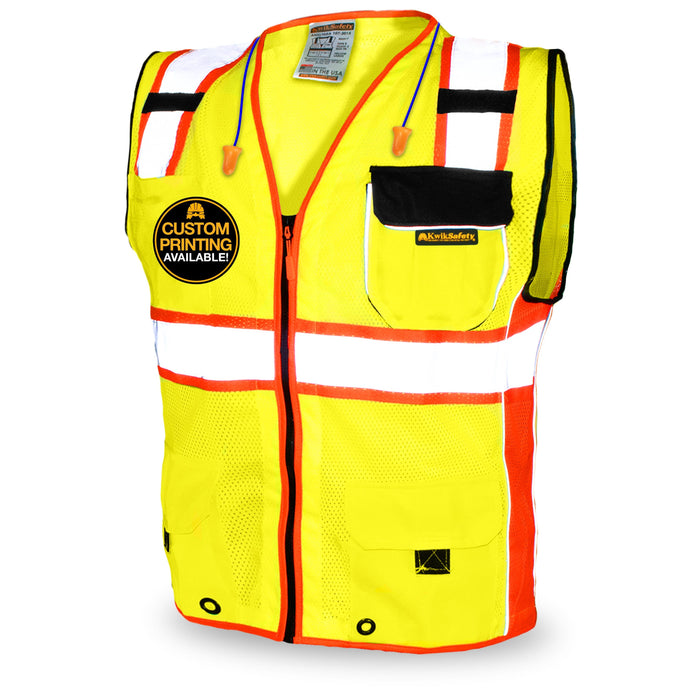 Vest Reflective ANSI Class 2, High Visibility Vest with Pockets and Zipper,  Construction Work Vest Hi Vis Yellow L