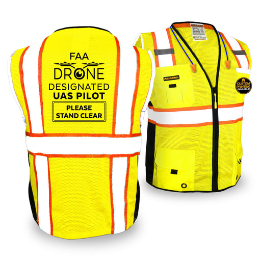 KwikSafety BIG KAHUNA PILOT Class 2 Hi Visibility Drone Safety Vest - Model No.: KS3301DR - KwikSafety