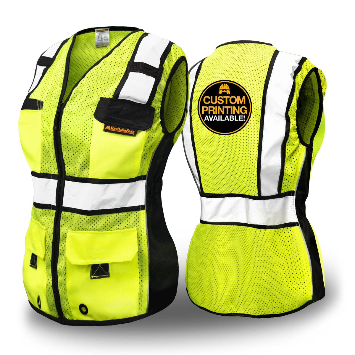 RoadBOSS Economy Safety Vest for Women Class 2 ANSI Osha Hi Vis PPE | Yellow Large
